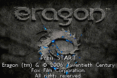 Eragon title screen for GameBoy Advance